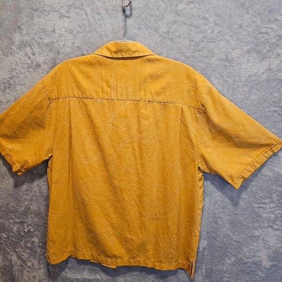 Jamaica Jaxx Hawaiian Shirt Mens M 100% Silk Embroidered Leaves Vacation cruise - Picture 2 of 12